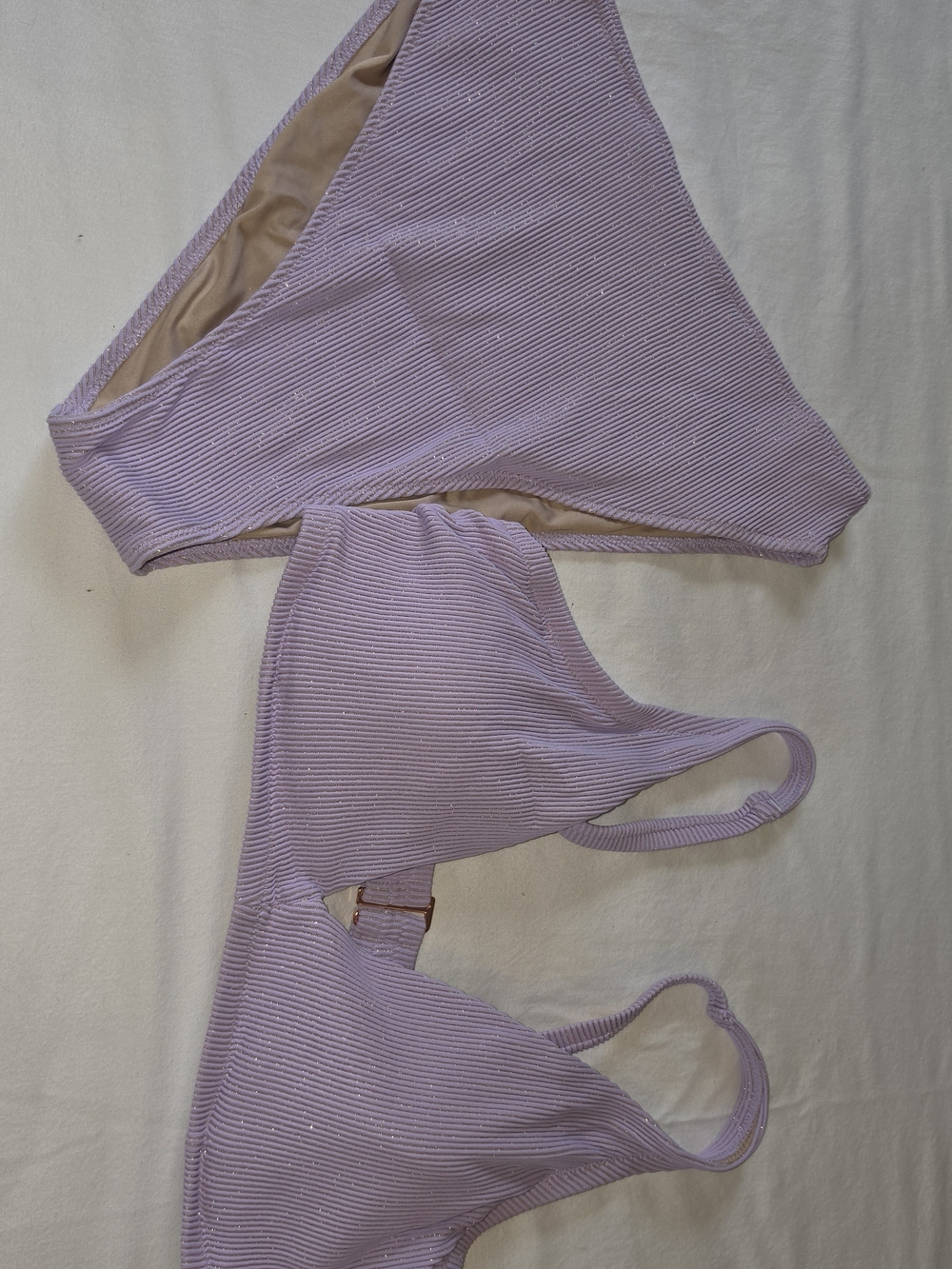 Shade & Shore Lavender Ribbed Bikini Top and High-Cut Bottoms